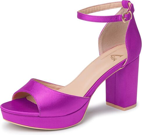 High Heels Chunky Platform Heels for Women Ankle Strap Comfy Open Toe Block Heeled Sandals Party Prom Wedding Dress Pumps in Saudi Arabia