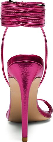 Elisabet Tang Women Lace up Heels Sandals Sexy 4.3 inch Strappy Stiletto Pointed Toe Heels Sandals Open Toe Heeled Metallic Sandals Party Wedding Shoes in Saudi Arabia