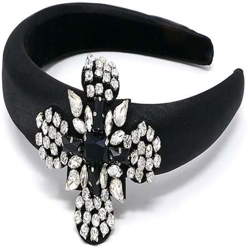 بيلفيكس شريط راس مبطن بالساتان الاسود مزين بالجواهر مقاس 1 انش للنساء in Kuwait
