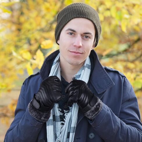 Suhine 3 Pairs Leather Gloves Black Soft Warm Gloves Motorcycle Winter Gloves Touchscreen Gloves Lined Texting Driving Gloves Mens Cold Weather Gloves for Men Women, 3 Styles in Saudi Arabia