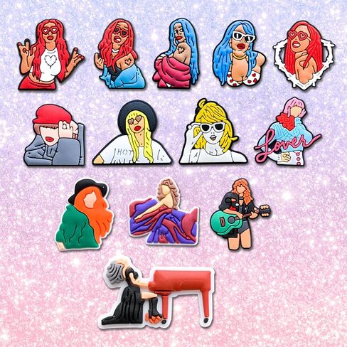 35PCS Singer Shoe Decoration Charms for Croc Clog Sandals, Fashion Music Singer Shoe Accessories Charms for Adult Teen Party Gifts, Non-Precious Metal, No Gemstone in Kuwait