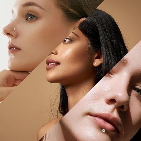 6 اكس جوش 16 غرام/18 غرام، مجوهرات لابريت من الستيل الجراحي، اقراط شفاه مسطحة الظهر ميدوسا مونرو، اقراط ثقب الانف وزنمة الاذن وغضروف الاذن، 2/2.5/3/4/5 ملم من الزركونيا المكعب in Kuwait