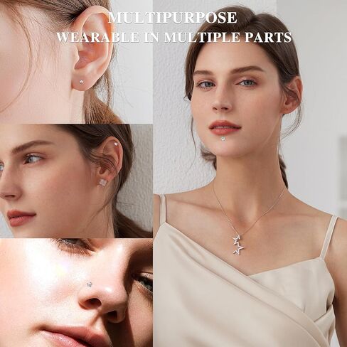 6 اكس جوش 16 غرام/18 غرام، مجوهرات لابريت من الستيل الجراحي، اقراط شفاه مسطحة الظهر ميدوسا مونرو، اقراط ثقب الانف وزنمة الاذن وغضروف الاذن، 2/2.5/3/4/5 ملم من الزركونيا المكعب in Kuwait