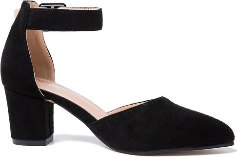 حذاء نسائي من Enelauge بمقدمة مدببة وحزام للكاحل وإبزيم وكعب مكتنز وصنادل D'Orsay لحفلات الزفاف in Kuwait