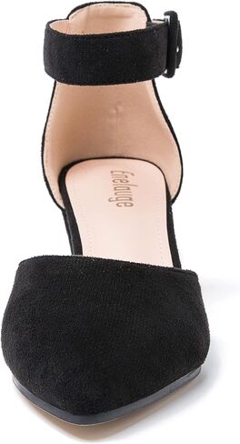 حذاء نسائي من Enelauge بمقدمة مدببة وحزام للكاحل وإبزيم وكعب مكتنز وصنادل D'Orsay لحفلات الزفاف in Kuwait