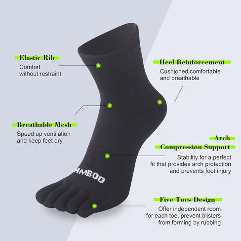 SPST Toe Socks for Men and Women, Bamboo Viscose Five Finger Ankle Socks, Athletic Running Socks 3 Pairs in Kuwait