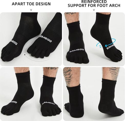 SPST Toe Socks for Men and Women, Bamboo Viscose Five Finger Ankle Socks, Athletic Running Socks 3 Pairs in Kuwait