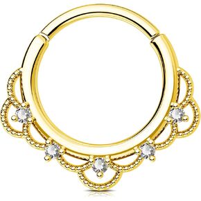 Jewseen Septum Rings 16g Septum Jewelry Gold Daith Piercing Jewelry Lace Cartilage Earring Hoop Conch Piercing Jewelry for Women