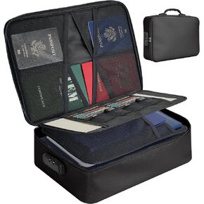 Fireproof Document Bag with Lock, Water Resistant File Document Organizer, Travel Safe Bag Multi-Layer Portable Filing Storage for Important Files/Passport/Certificates-Box Holder for Documents Black in Saudi Arabia