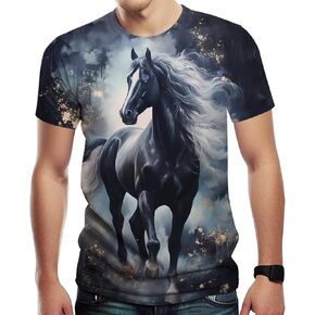 Men's Trippy 3D Horse Print Shirt T-Shirts Colorful Animal Graphic Tee Top in Saudi Arabia