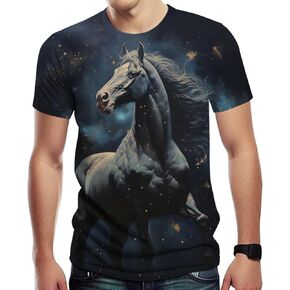Men's Trippy 3D Horse Print Shirt T-Shirts Colorful Animal Graphic Tee Top