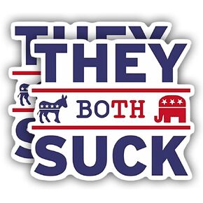 They Both Suck Anti-Political Party Libertarian Sticker Decal Vinyl - 5 Inches - Political Bumper Stickers, Offensive Bumper Stickers for Car Truck SUV Van Window Laptop Any Smooth Surface 2-Pack