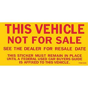 Flywheel Vehicle Not for Sale Sticker (Outside Use)