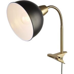 مصباح مكتب Globe Electric 56057 Zuri مقاس 20 بوصة، نحاس غير لامع، ظل أسود غير لامع، رقبة معقوفة قابلة للتعديل، مفتاح تشغيل/إيقاف مدمج in Kuwait