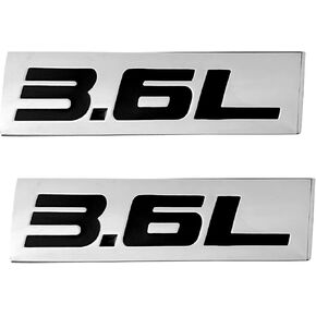 OnlyYou.X 3.6L Emblem 3.6 L Badge 3.6L Decal 3.6 L Sticker for Universal Pickup and Car 2 Pieces Metal Black Chrome
