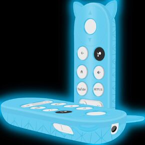Silicone Protective Case Holder for Google Chromecast Remote Control,[Full Protection ] Cute Cat Shape Shock Absorption Bumper Google Voice Remote Back Covers Case Protector Skin Sleeve-Glowblue