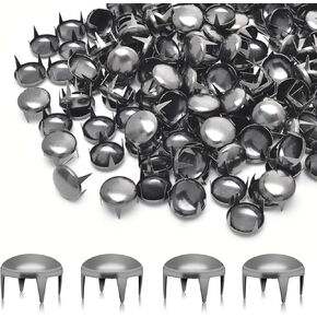 200pcs 12mm Round Dome Rivets Spike Studs Spots Nailhead Punk Rock DIY Leather Craft for Shoes Clothing Bag Parts Decoration (Silver)