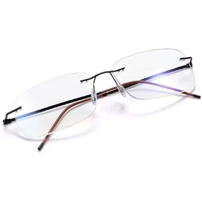 Rimless Progressive Multifocus Reading Glasses Anti Blue Light Computer Readers for Women Men Eyewear Presbyopia