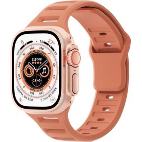 Sport Bands Compatible with Apple Watch 38mm 40mm 41mm 42mm 44mm 45mm 49mm, Soft Silicone Replacement Waterproof Strap Wristband for iWatch Series Ultra/Ultra 2 9/8/7/6/5/4/3/2/1 SE Women Men