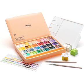 HIMI Twin Cup Jelly Gouache Paint Set, 112 Colors 12g, Jelly Cup Design, Gouache Paint Non Toxic for Canvas and Paper, Art Supplies for Professionals and Beginner (Peach Fuzz)