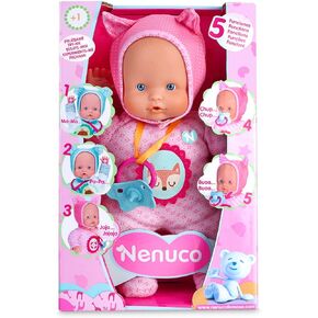 Nenuco Soft Baby Doll with 5 Real Life Functions Colorful Outfits, 12" Doll