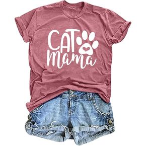 Cat Mama Shirts for Women: in My Cat Mom Era T Shirt Cat Lover Gift Tops Cute Graphic Short Sleeve Tees