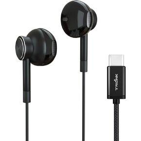 USB Type C Earbud Headphones, Hi-Res in-Ear Earphone w/Mic Compatible with iPhone 15 Series New iPad Pro/MacBook Pro, Google Pixel 5g/5/4xl, OnePlus, Samsung Galaxy, HTC U12, Sony, Essential, Razer