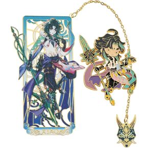 Game Genshin Venti Metal Bookmark - Classic Anime Figure Bookmark, Ideal Marker for Reading Great Gift for Game Fans, Reader, Friends or Teachers