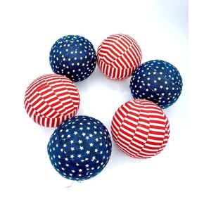 2.5" Stars and Stripes patriotic fabric wrapped balls- red white blue American decor bowl filler orbs set