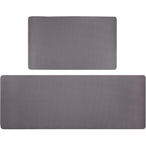 Black Kitchen Mats 2 Pcs, Non-Slip Waterproof PVC Kitchen Rug Mat Set, Cushioned Anti Fatigue Kitchen Mats for Floor, Sink, 17"x47"+17"x29"