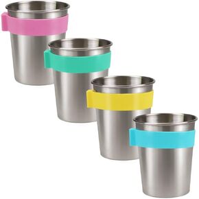 SOPHICO Magnetic Hanging Cups for Toddlers Kids and Adults, Hanging Cup on Fridge or Water Coolers, for Independent Drinkers (Mix, Stainless Steel)
