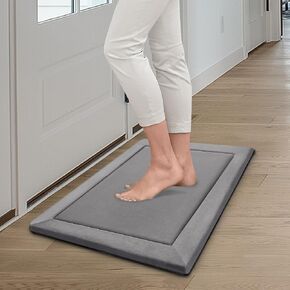 سجادة منطقة إسفنجية الذاكرة من ميكرودري لغرفة المعيشة، سجادة من الألياف الدقيقة مع وسادة سجاد مدمجة، سجادة مقاومة للبهتان والبقع لغرفة المعيشة وغرفة الأطفال وغرفة النوم، 2 × 6 بوصة، رمادي داكن in Kuwait