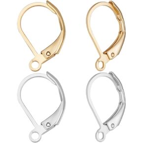Beebeecraft 24Pcs 2 Colors Leverback Earring Findings 18K Gold & Platinum Plated French Earring Hooks Flower Pattern Interchangeable Dangle Ear Wire Findings for Jewelry Making