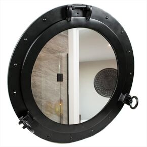 Nagina International Premium Vintage Antique Rustic Polished Aluminium Black Porthole (24 Inches)