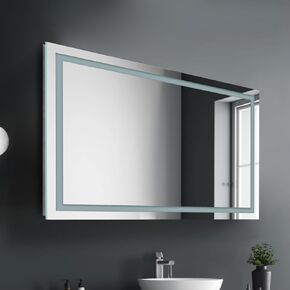 LED Bathroom Mirror,Large Dimmable Wall Mirrors with Anti-Fog,Memory,3 Colors,Aluminium