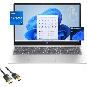 HP 15 Laptop, 15.6" FHD Touchscreen Display, 13th Gen 10-Cores i7-1355U (Up to 5.0GHz), 32GB RAM, 1TB PCIe 4.0, WiFi 6, Webcam, Keypad, USB-C, BT, HDMI, Long Battery Life, PDG HDMI Cable, Win 11 Pro