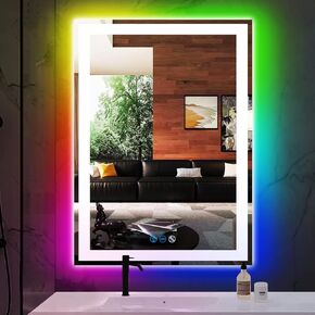 THEKLA Makeup Vanity Mirror with Lights 3 Color 9 Dimmable LED Bulbs Hollywood Lighted Makeup Mirror with Detachable 10X Magnification 360° Rotation Touch Control 9 Lights Makeup Vanity Table Mirror