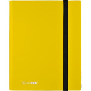 Ultra PRO 9 Pocket Lemon Yellow Pro Trading Card Binder - Holds 360 Cards for Pokemon Cards, Baseball Cards, Sports Cards - Archival-Safe Card Holder with Side-Loading Pockets, Elastic Strap Closure