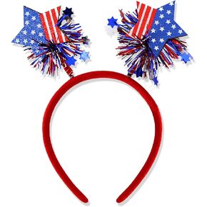 FULANSI 4th of July Headband Patriotic Hair Accessories for Women Girls American Flag Hair Bands Red White Blue Cute Hair Hoop Independence Day Parade Party Decorations Supplies 1pcs