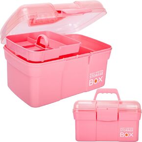 TERGOO 11in Multipurpose Storage Box Organizer with Removable Tray, Plastic Small Storage Box with Handle, Portable Art Craft Organizer Case for Makeup, Sewing, Nail, Hair Accessories (Blue) in Kuwait