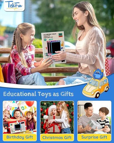 tekfun 2 حزمة كمبيوتر لوحي للكتابة LCD للأطفال، 10 بوصة أزرق + وردي لوحة رسم لوحة رسم قابلة لإعادة الاستخدام مع حبل، ألعاب تعليمية للأطفال الصغار هدية عيد ميلاد للأولاد والبنات من عمر 3-12 عامًا in Kuwait