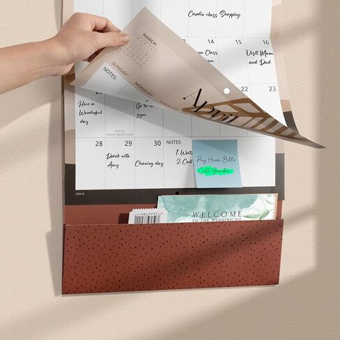 تقويم حائط Cabbrix 2024-2025 مع جيب، تقويم حائط بوهو 2024-2025 من الآن إلى يوليو 2025، 25.5 بوصة × 14.2 بوصة، تقويم حائط شهري كبير للبقالة أو قائمة التسوق، التنظيم والتخطيط in Kuwait