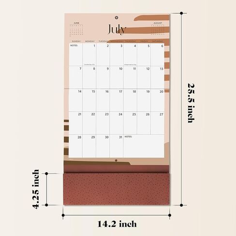 تقويم حائط Cabbrix 2024-2025 مع جيب، تقويم حائط بوهو 2024-2025 من الآن إلى يوليو 2025، 25.5 بوصة × 14.2 بوصة، تقويم حائط شهري كبير للبقالة أو قائمة التسوق، التنظيم والتخطيط in Kuwait