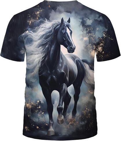 Men's Trippy 3D Horse Print Shirt T-Shirts Colorful Animal Graphic Tee Top in Saudi Arabia