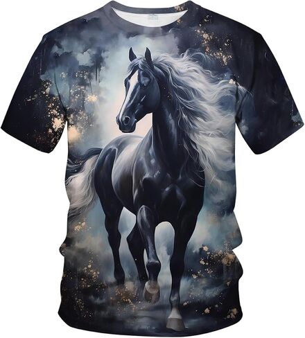 Men's Trippy 3D Horse Print Shirt T-Shirts Colorful Animal Graphic Tee Top in Saudi Arabia