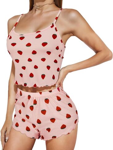 American Trends Sexy Pajama Set for Women Cute Pajama Sets for Women Summer Pj Set Cami Top and Shorts Sleep Set Sleepwear in Saudi Arabia
