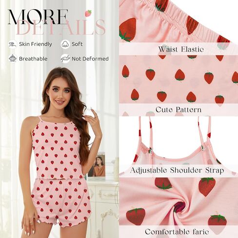 American Trends Sexy Pajama Set for Women Cute Pajama Sets for Women Summer Pj Set Cami Top and Shorts Sleep Set Sleepwear in Saudi Arabia