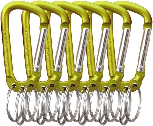 Carabiner Clip Keychain Aluminum Alloy D Shape Multifunction Clip Hook with 3 Key Rings 6 Pack in Saudi Arabia
