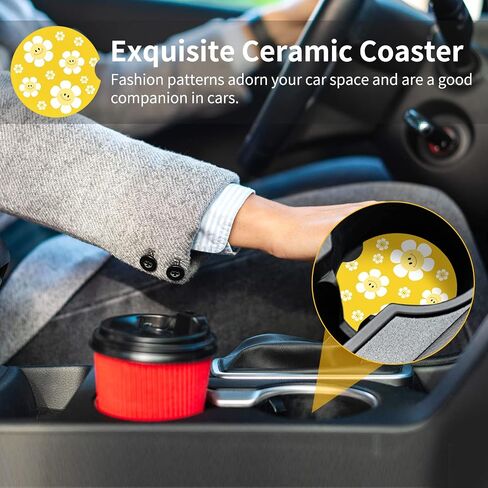 Watbro Cup Holder Coaster 2 Pcs Pink Strawberry Flowers Automotive Cupholder Coaster for car Silicone Auto Red Mouth Car Interior Decorations for Women(Strawberry Floral) in Saudi Arabia
