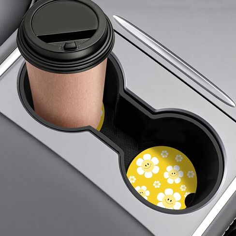 Watbro Cup Holder Coaster 2 Pcs Pink Strawberry Flowers Automotive Cupholder Coaster for car Silicone Auto Red Mouth Car Interior Decorations for Women(Strawberry Floral) in Saudi Arabia